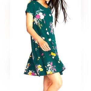 Luxe Jersey Short-Sleeved Swing Dress - Floral - S